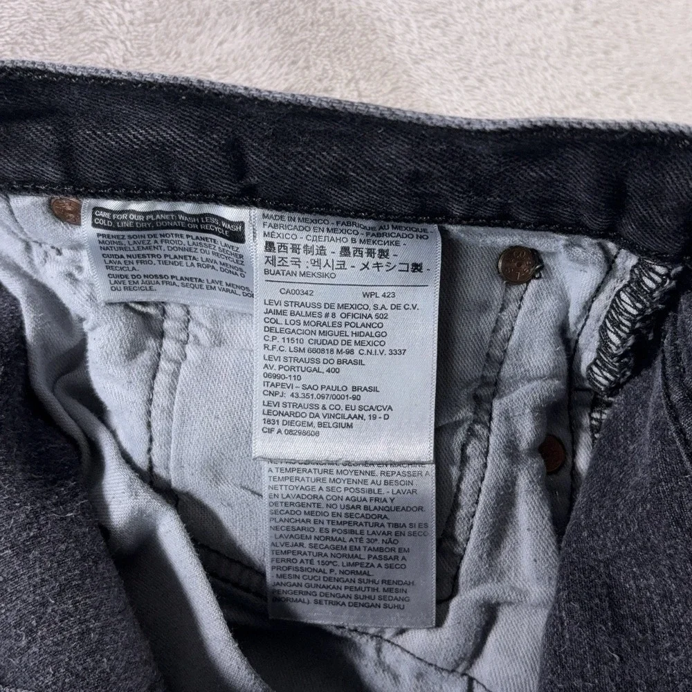 Levi's 501 Jeans Mens 34x28 Black Wash Button Fly Straight Leg Denim Cotton